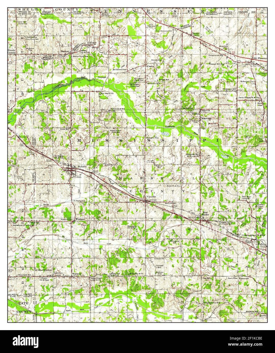 Byhalia, Mississippi, carte 1948, 1:62500, États-Unis d'Amérique par Timeless Maps, données U.S. Geological Survey Banque D'Images