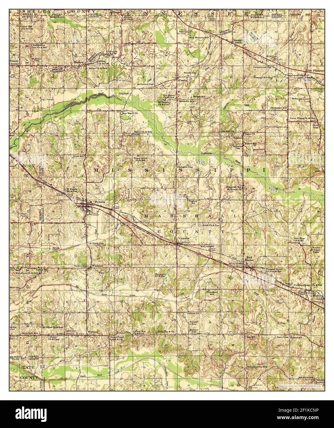 Byhalia, Mississippi, carte 1948, 1:62500, États-Unis d'Amérique par Timeless Maps, données U.S. Geological Survey Banque D'Images