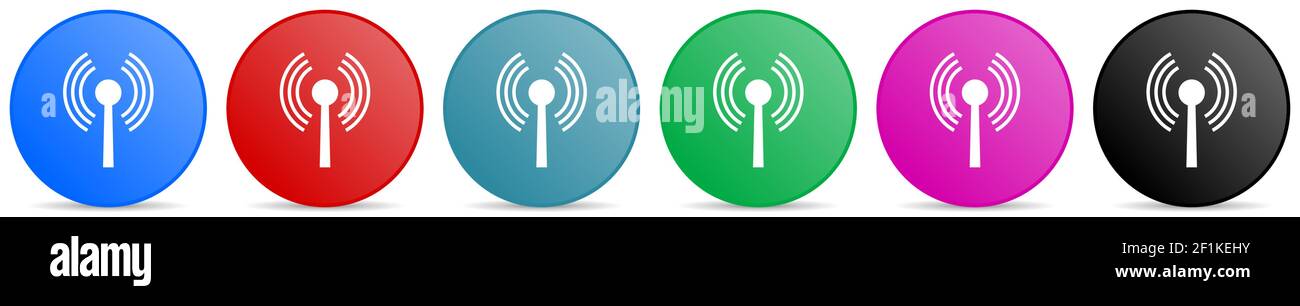 Icônes vectorielles WiFi, ensemble de boutons de dégradé de cercle en 6 couleurs pour les applications Web et mobiles Illustration de Vecteur