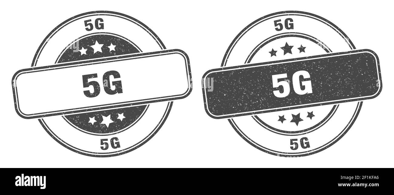 timbre 5g. étiquette de grunge circulaire 5g Illustration de Vecteur