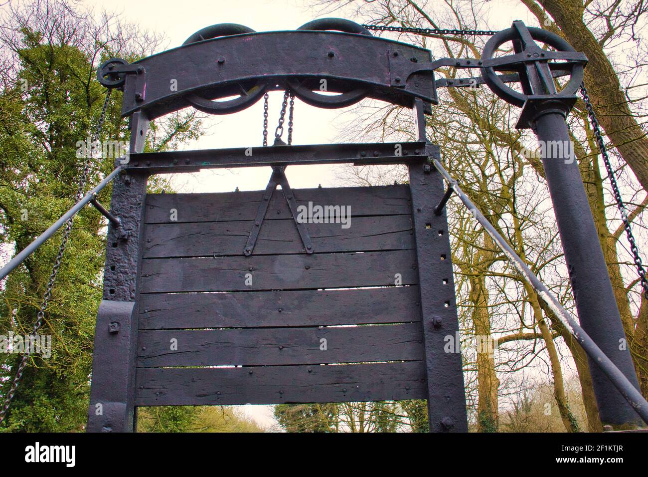 Dispositif de blocage de la guillotine Banque D'Images