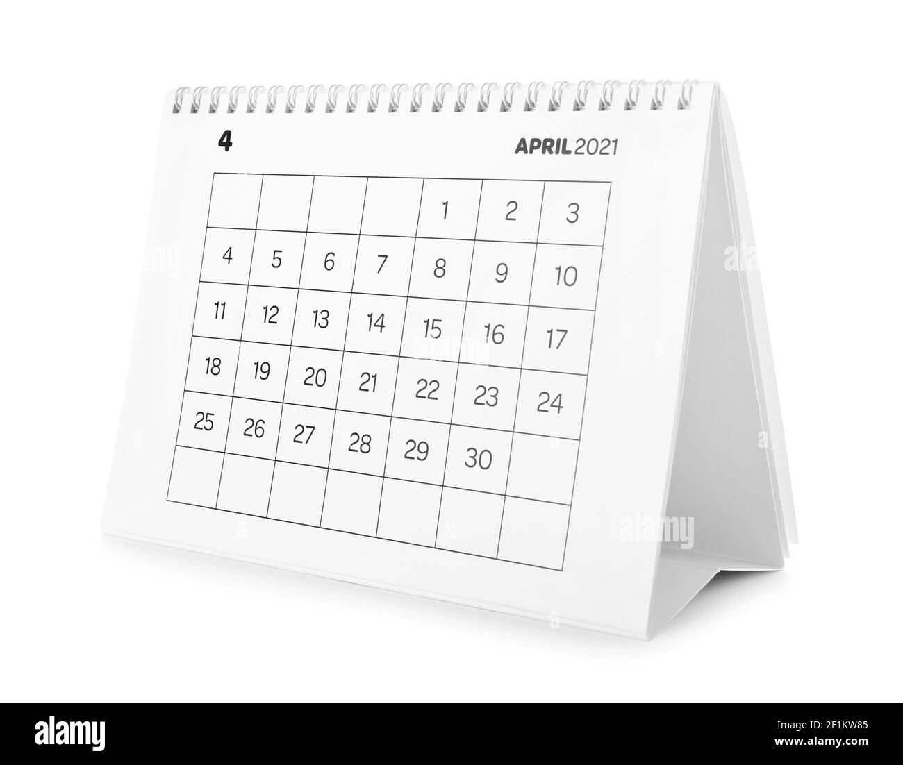 Retourner le calendrier papier sur fond blanc Banque D'Images