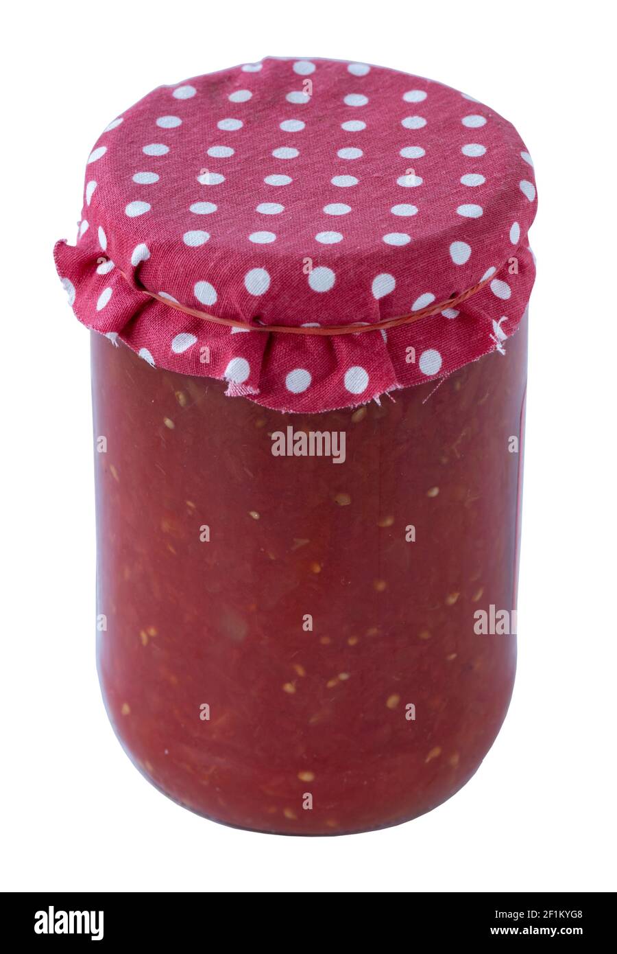 Sauce tomate en conserve isolée sur fond blanc Banque D'Images