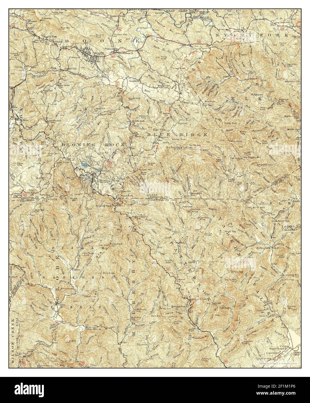 Blowing Rock, Caroline du Nord, carte 1942, 1:62500, États-Unis d'Amérique par Timeless Maps, données U.S. Geological Survey Banque D'Images