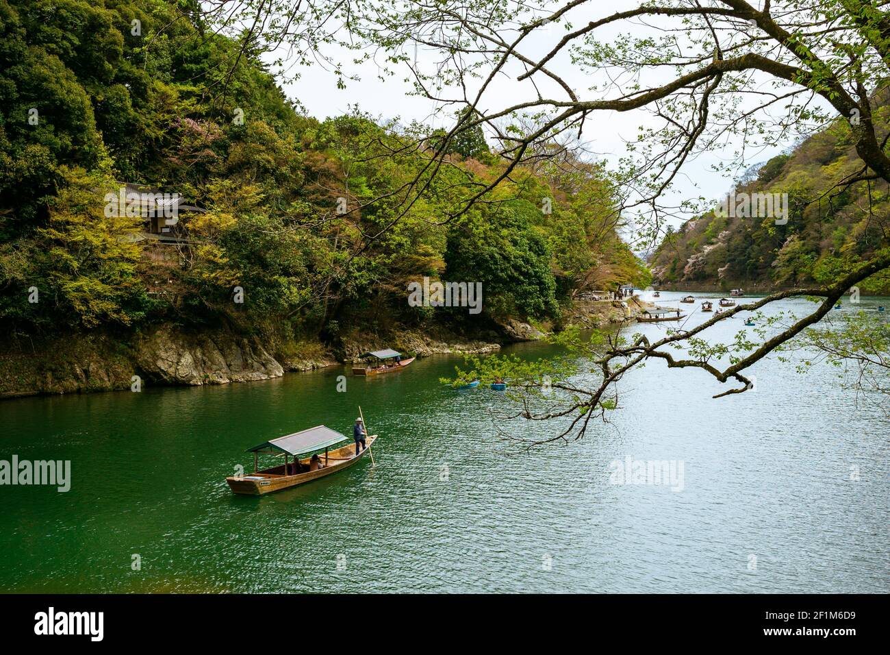 Hozugawa Kudari, croisière sur le fleuve Hozugawa à arashiyama, kyoto, japon Banque D'Images