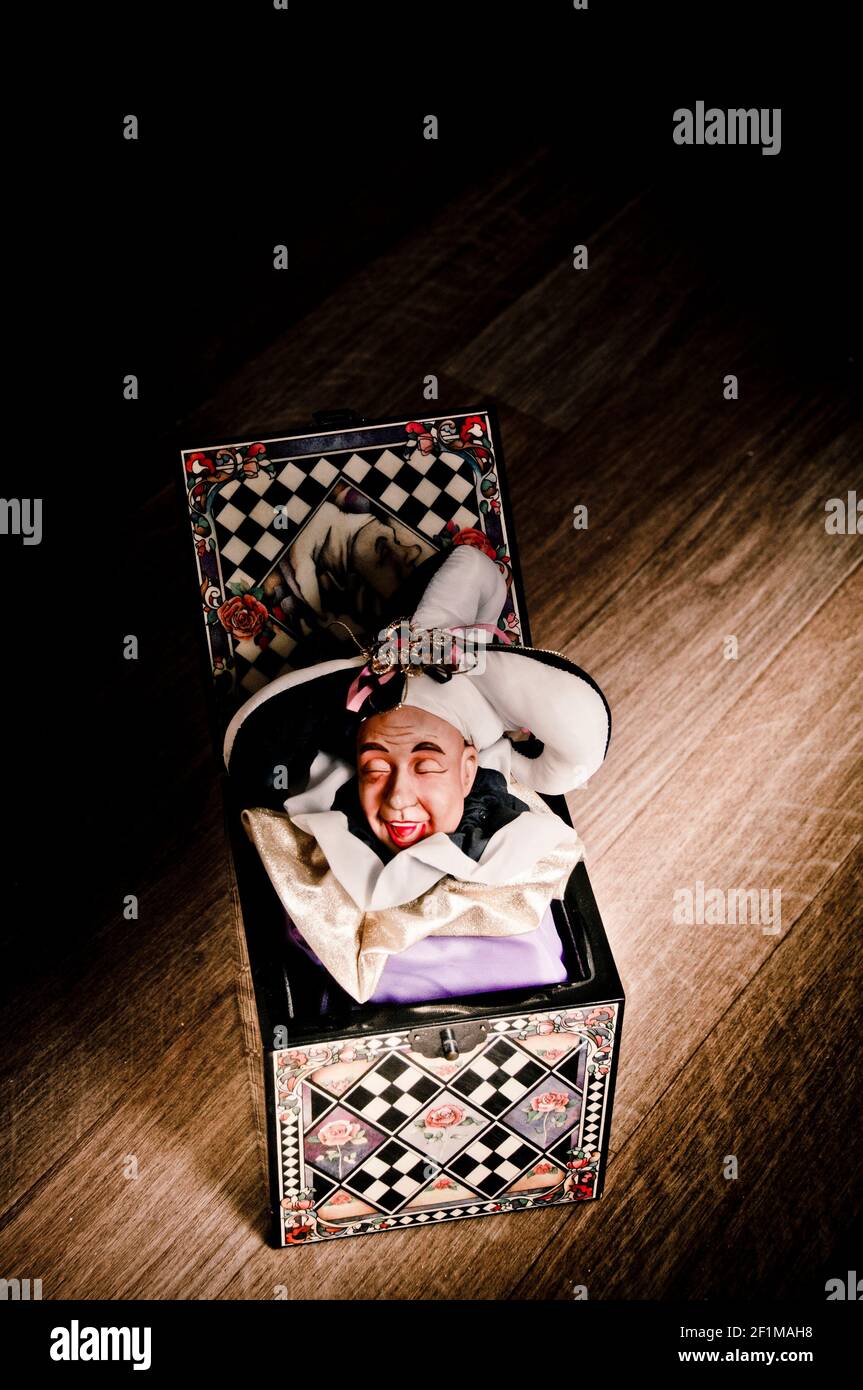 Scaramouche encore de Jack-in-the-box Banque D'Images