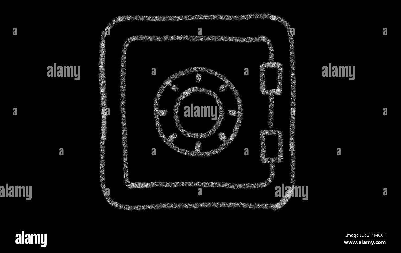 Icône sûre, conçue avec un style de dessin sur un tableau noir, une séquence animée idéale pour la composition et le motiongrafics Banque D'Images