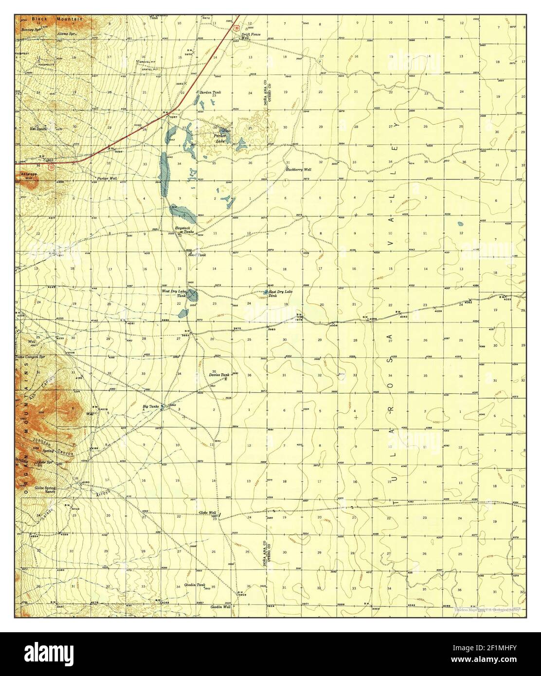 Parker Lake, Nouveau-Mexique, carte 1943, 1:62500, États-Unis d'Amérique par Timeless Maps, données U.S. Geological Survey Banque D'Images