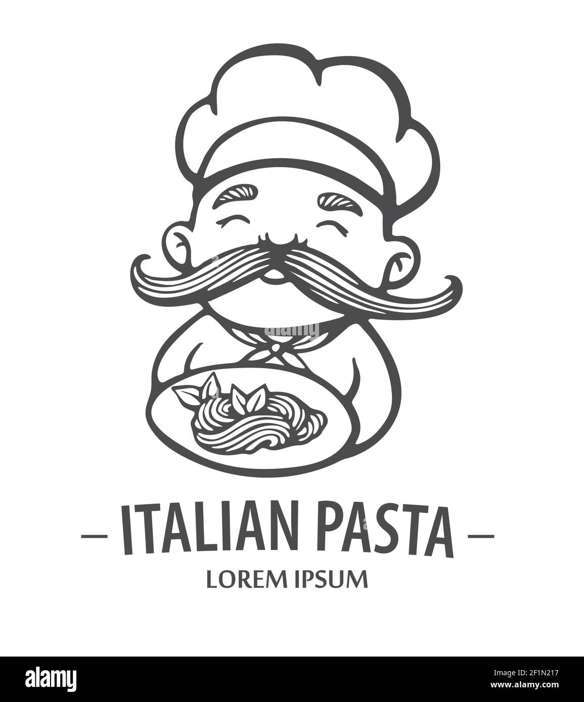 Logo des pâtes. Illustration vectorielle dessinée à la main d'une