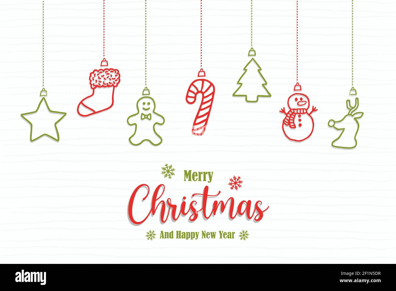 Joyeux Noël carte de vœux du nouvel an illustration de Noël dessiné à la main décoration ornement. Le motif des fêtes inclut bonhomme de neige, canne à sucre, Illustration de Vecteur