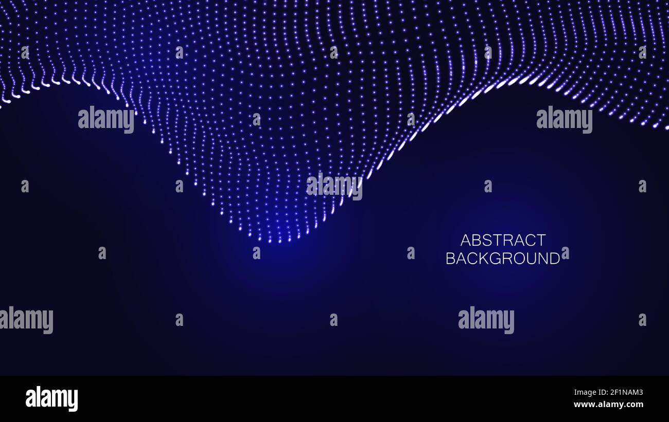 Arrière-plan bleu abstrait. Big Data. Résumé flux d'ondes bleues des particules.technologie Vector et contexte scientifique. Illustration de Vecteur