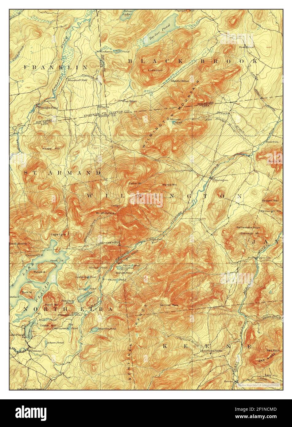 Lake Placid, New York, carte 1898, 1:62500, États-Unis d'Amérique par Timeless Maps, données U.S. Geological Survey Banque D'Images