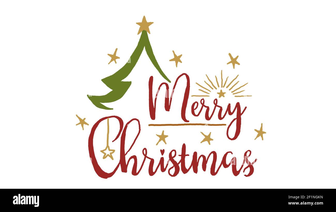 Logo Merry christmas, conçu en style dessin tableau noir, séquence animée idéale pour la période de Noël Banque D'Images
