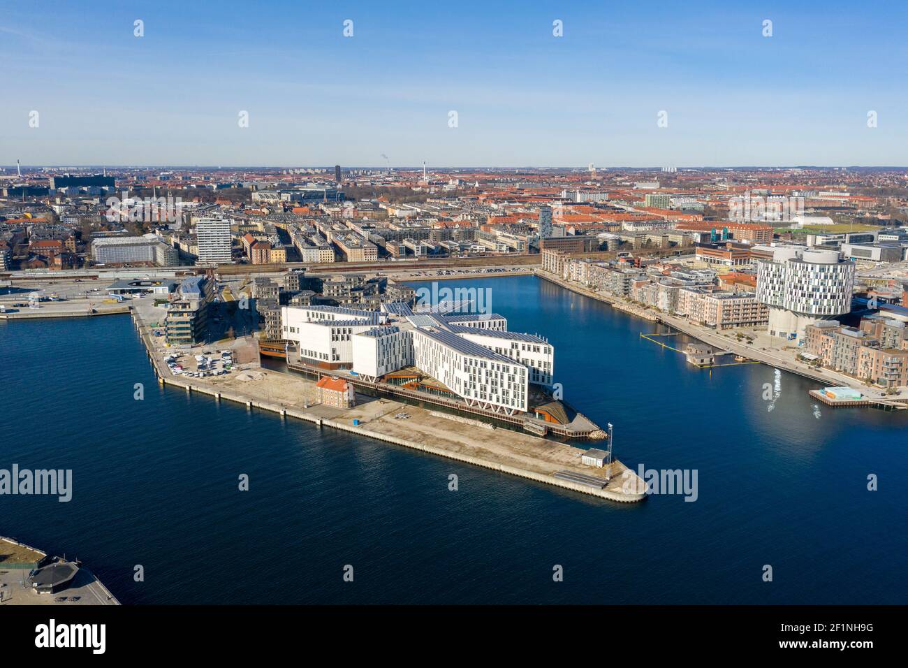 Vue de drone de la ville de l'ONU à Copenhague, Danemark Banque D'Images