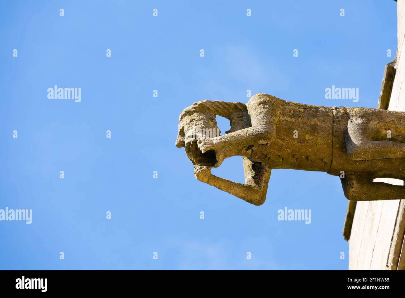 Gargoyle drainpipe sur le toit de l'église paroissiale St Wulframs. Grantham, Lincolnshire, Angleterre. Banque D'Images