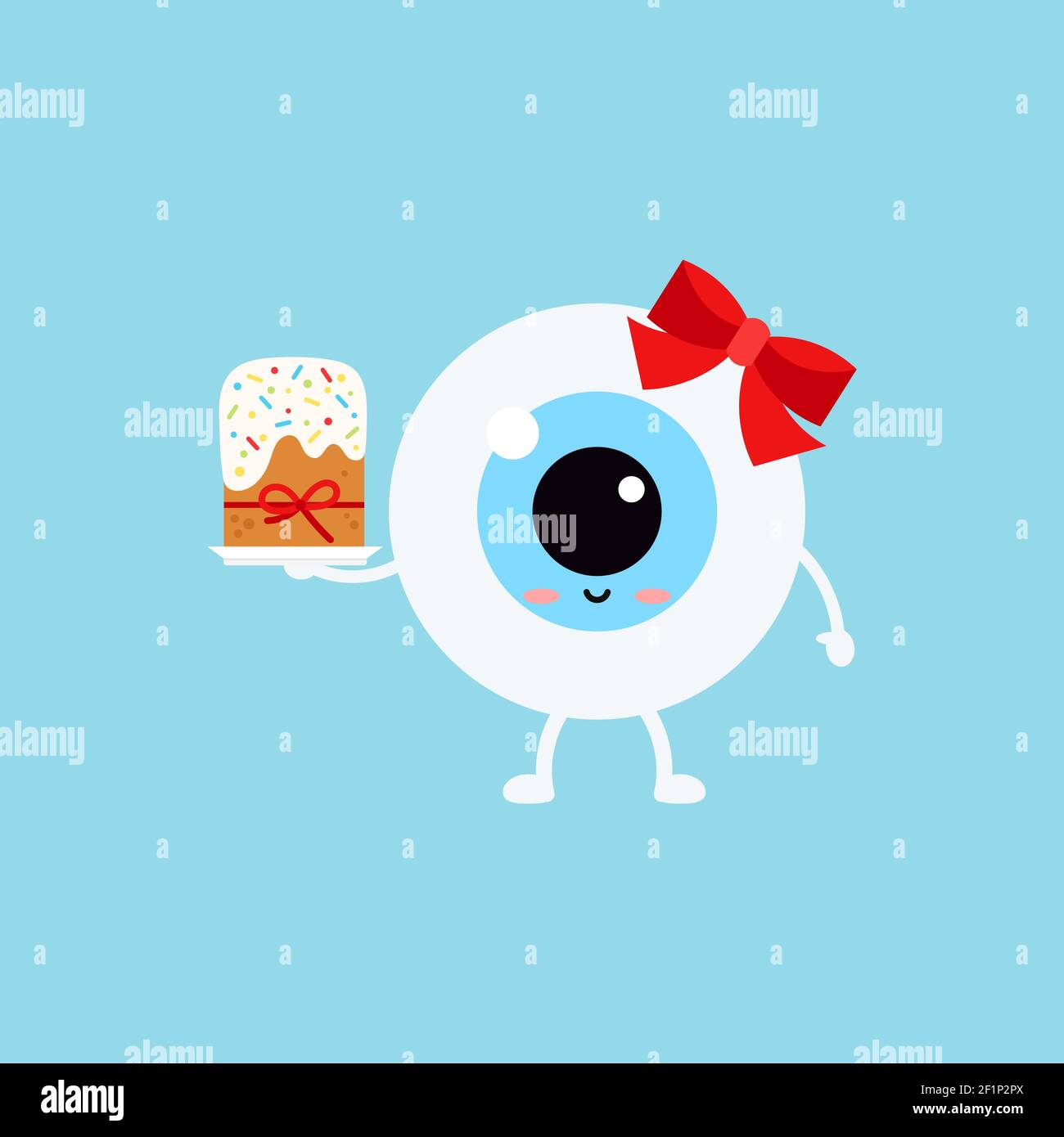 Pâques adorable boule d'oeil icône gâteau de pâques. Illustration de Vecteur