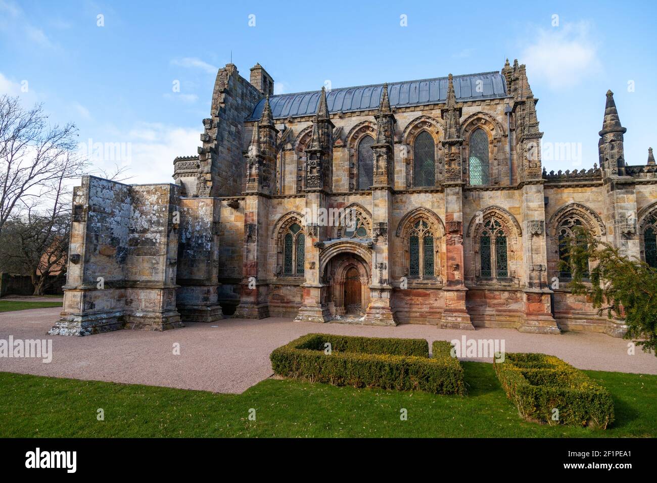 Chapelle Rosslyn située en Écosse et rendue célèbre par le livre, le Da Vinci Code. Banque D'Images