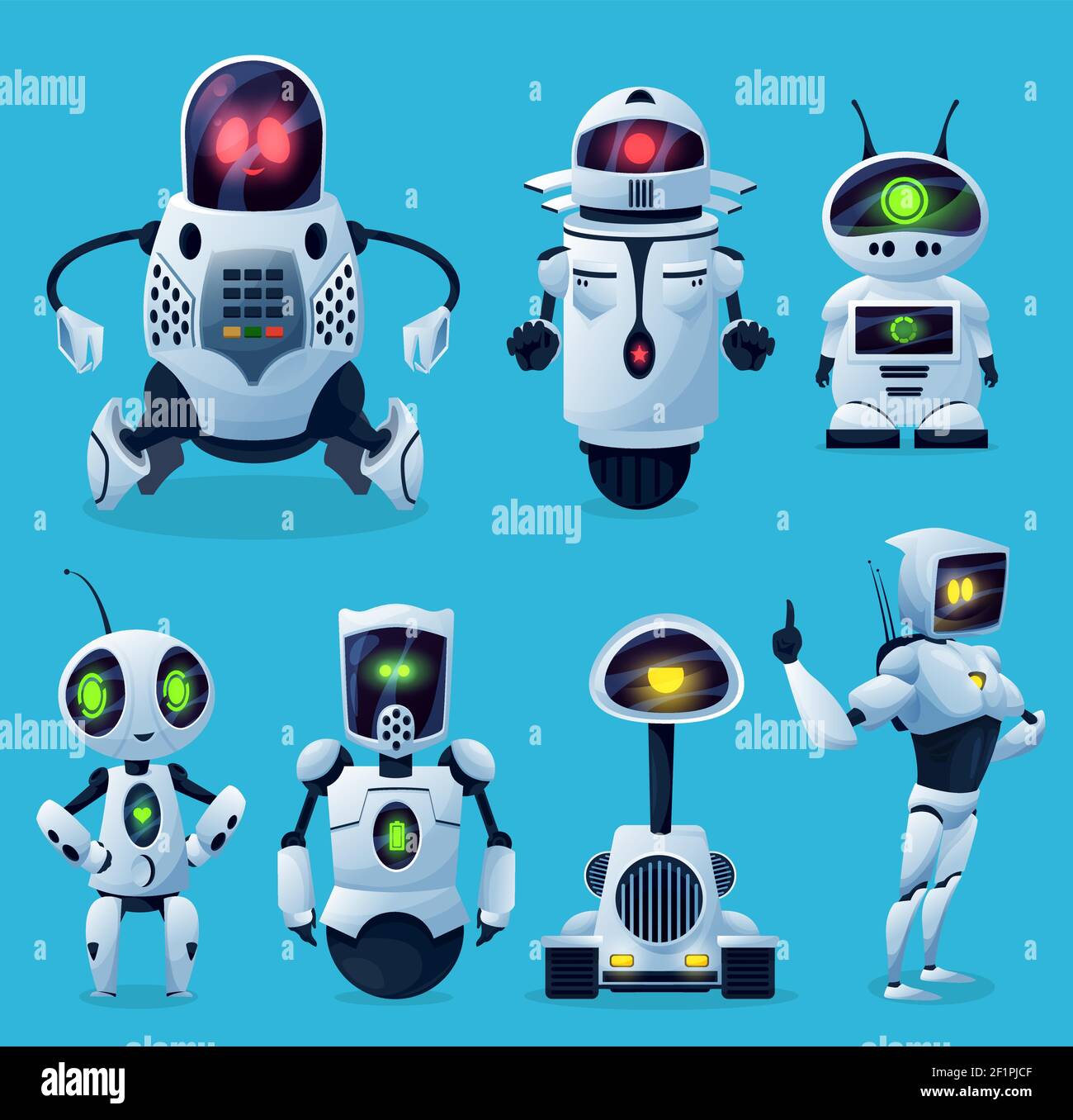 Robots, cartoon ai chatbots et bots, personnages vectoriels de jouets pour  enfants. Robots Android et futurs chatbots ou robo extraterrestres cyborgs,  futuriste transformateur mons Image Vectorielle Stock - Alamy