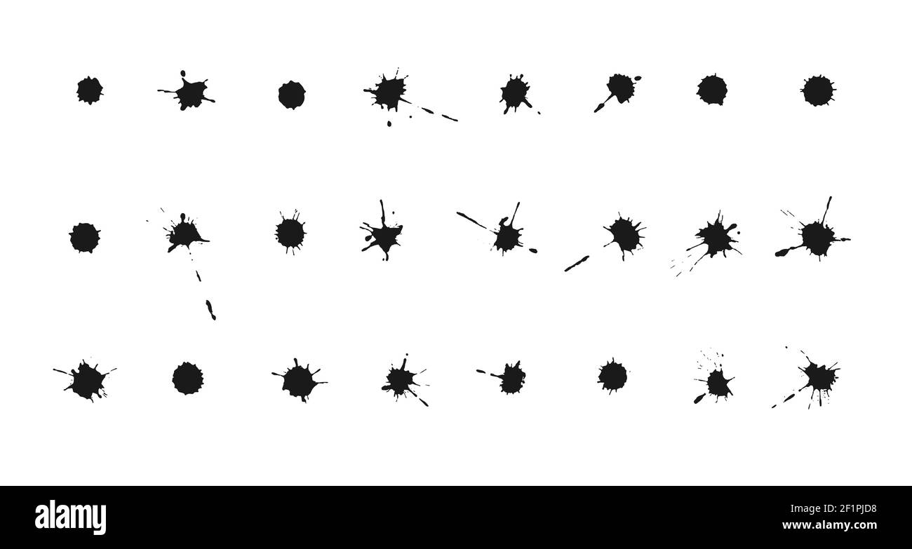 Jeu de taches d'encre et de splashes vectoriels. Collection de breloques, gouttes et spatules dessinées à la main Illustration de Vecteur