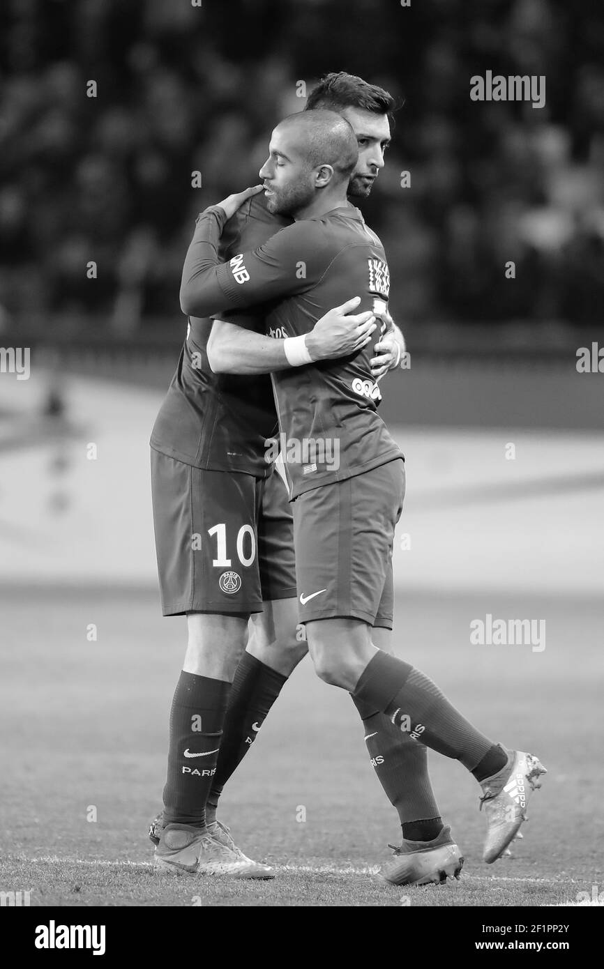 Lucas Rodrigues Moura da Silva (psg) a remplacé Javier Matias Pastore (psg) lors du championnat de France Ligue 1 match de football entre Paris Saint-Germain et l'Olympique Lyonnais le 19 mars 2017 au stade du Parc des Princes à Paris, France - photo Stephane Allaman / DPPI Banque D'Images
