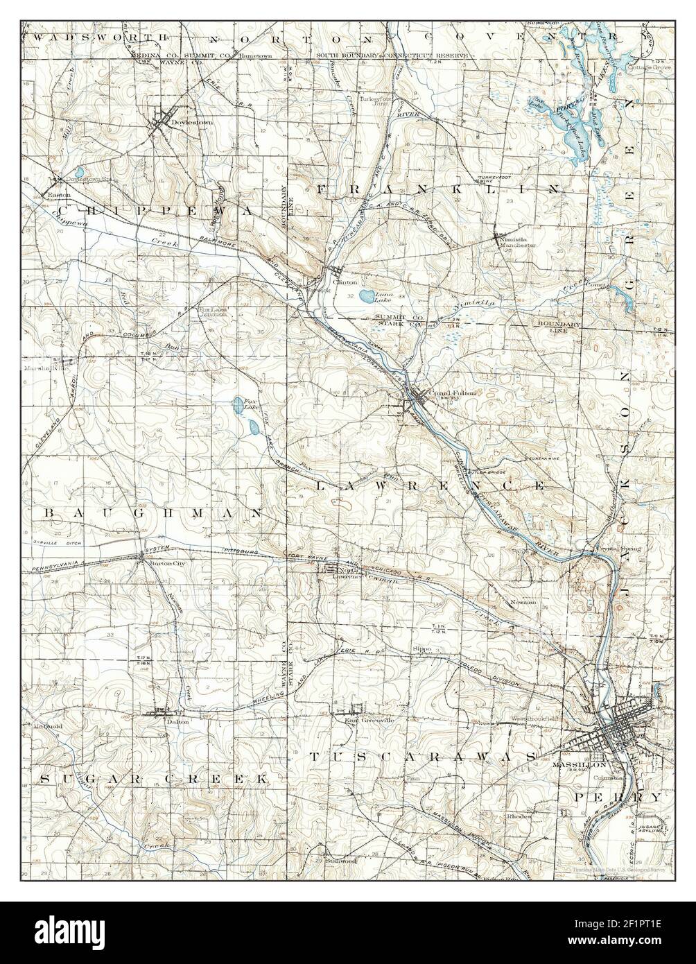 Massillon, Ohio, carte 1901, 1:62500, États-Unis d'Amérique par Timeless Maps, données U.S. Geological Survey Banque D'Images