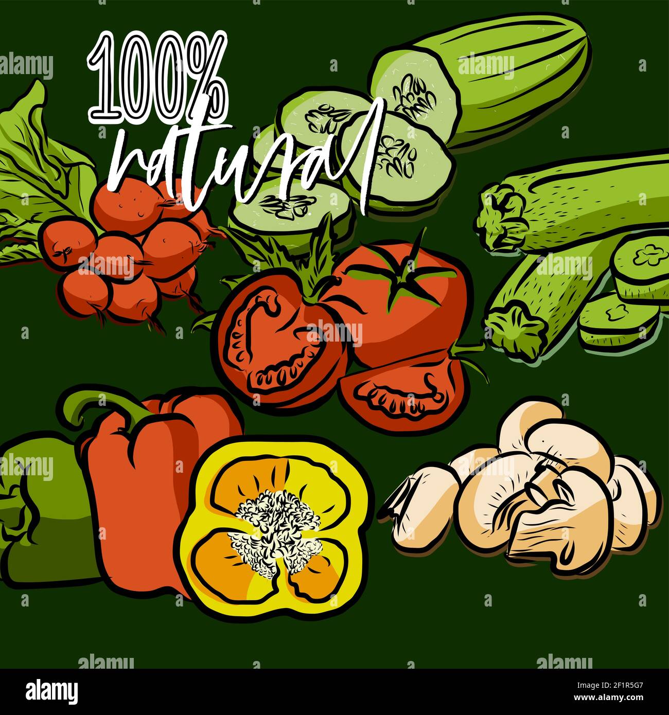 illustration de légumes naturels à 100 % pour les murs et les chemises imprime Illustration de Vecteur