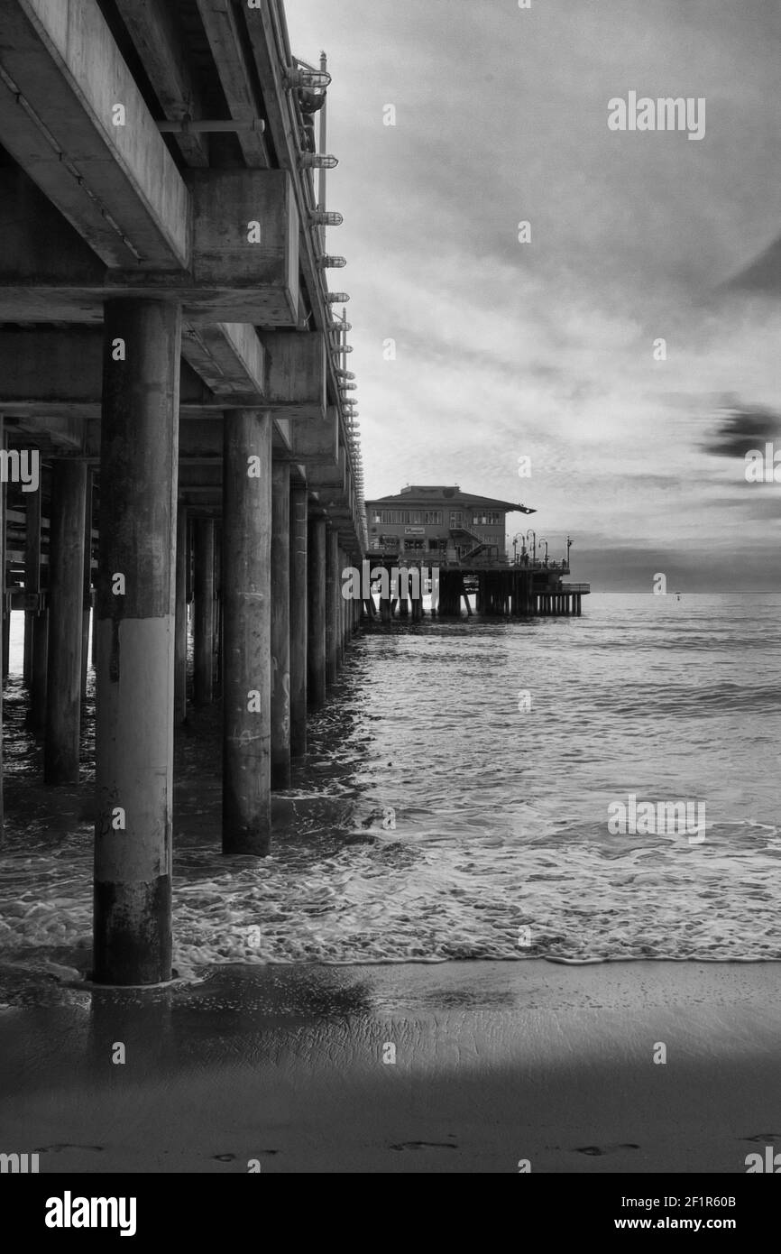 Black and White of Santa Monica Pier Banque D'Images