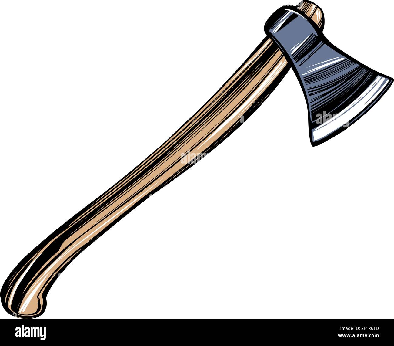 axe avec outil de hachage à poignée en bois illustration vectorielle dessinée à la main esquisse Illustration de Vecteur