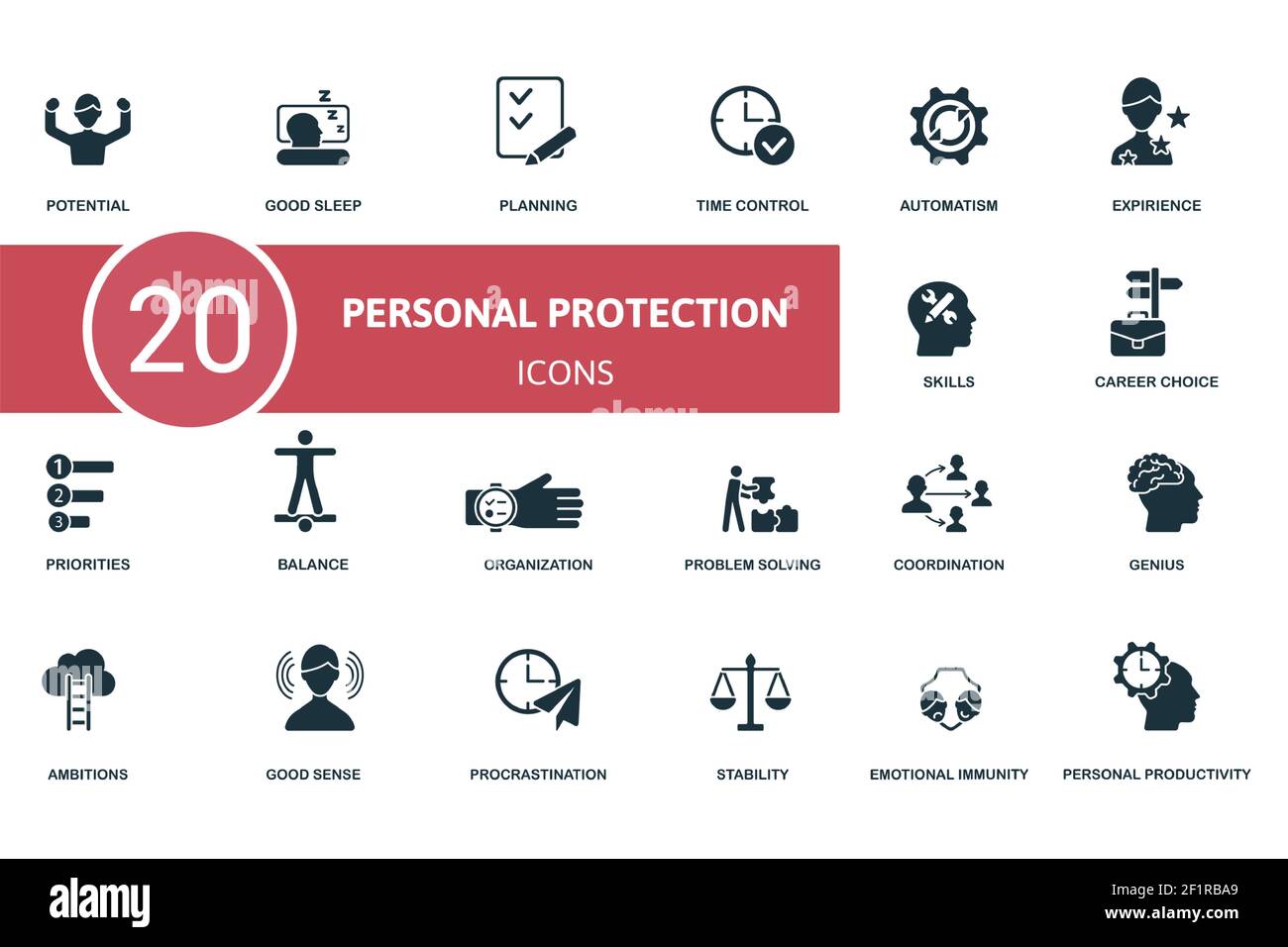 Icône de protection personnelle définie. Contient des icônes ...