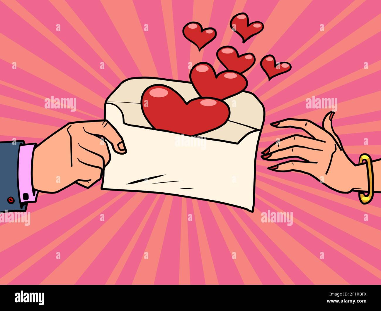 amour dans une enveloppe coeur rouge carte de valentin Illustration de Vecteur