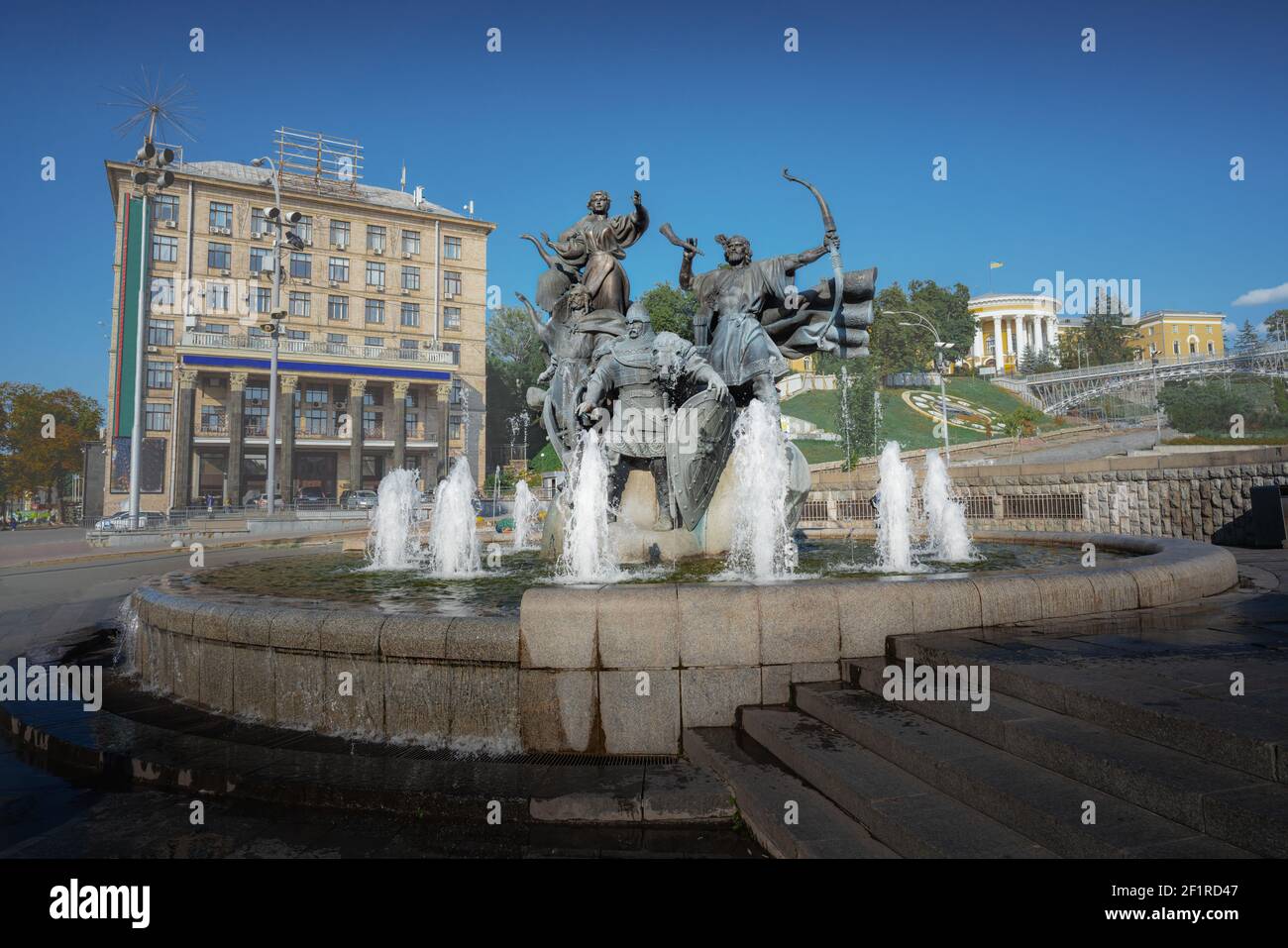 Kiev Founders Monument Fontaine à la place de l'indépendance - Kiev, Ukraine Banque D'Images
