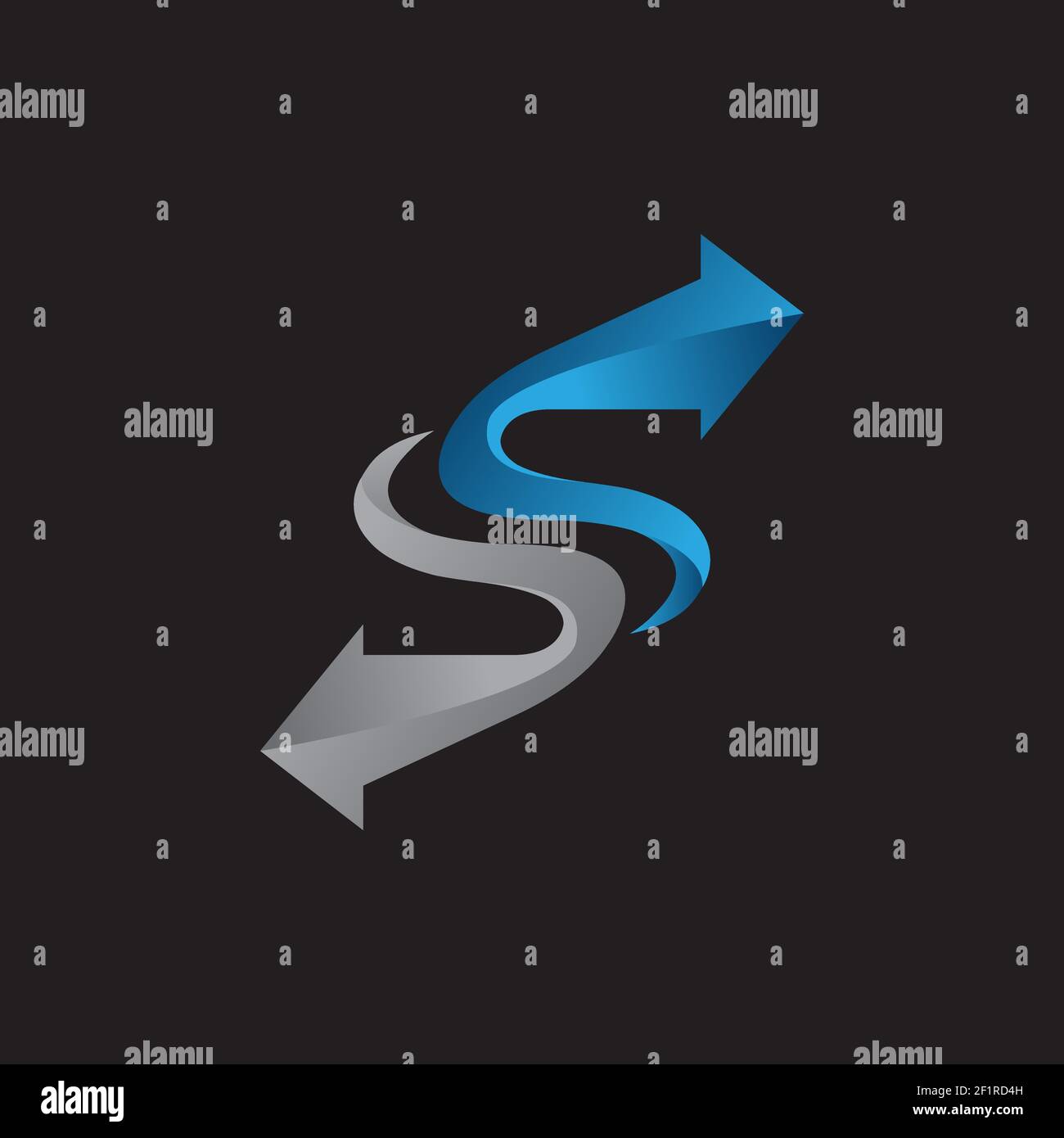 Symbole vectoriel logo lettre S, climatisation et chauffage, deux flèches de couleur Illustration de Vecteur