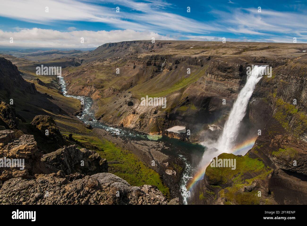 La grande cascade de Haifoss dans l'ouest de l'Islande Banque D'Images