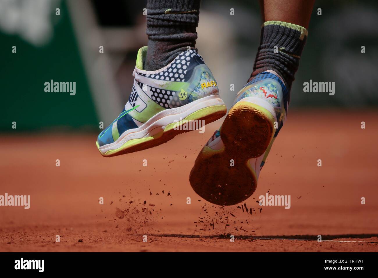 Chaussures Nike de Rafael NADAL (ESP) pendant le Roland-Garros 2019, Grand  Chelem tennis Tournament, tirage