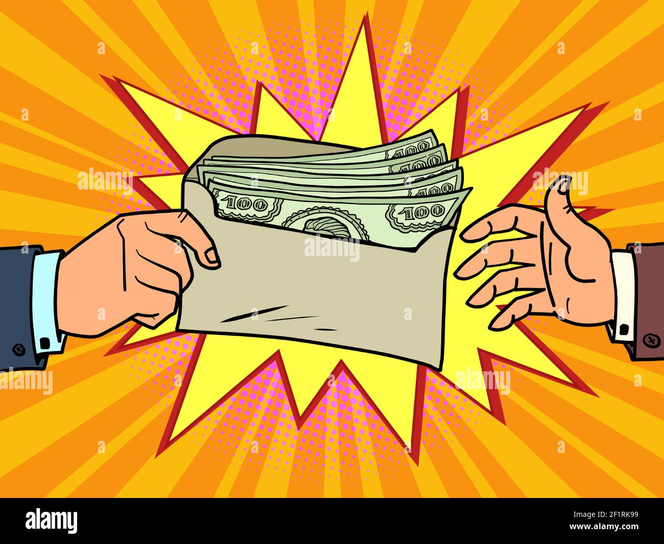 un pot-de-vin ou un bonus en dollars dans une enveloppe Illustration de Vecteur