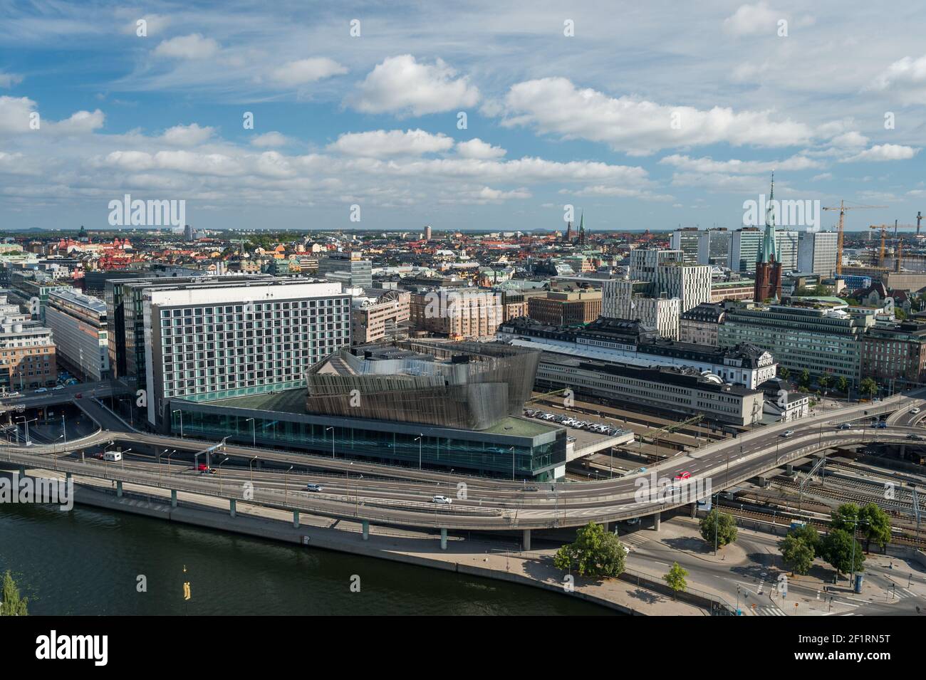 Le bâtiment du front de mer et la gare centrale, Norrmalm, Stockholm, Suède. Banque D'Images