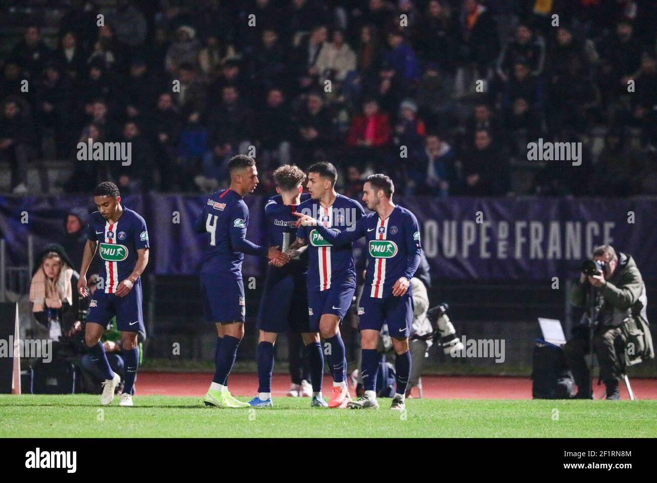 Adil Aouchiche (PSG) a marqué un but, une célébration, lors de la coupe de France, ronde de 64, match de football entre Linas Montlhery ESA et Paris Saint-Germain le 5 janvier 2020 au stade Robert Bobin de Bondoufle, France - photo Stephane Allaman / DPPI Banque D'Images