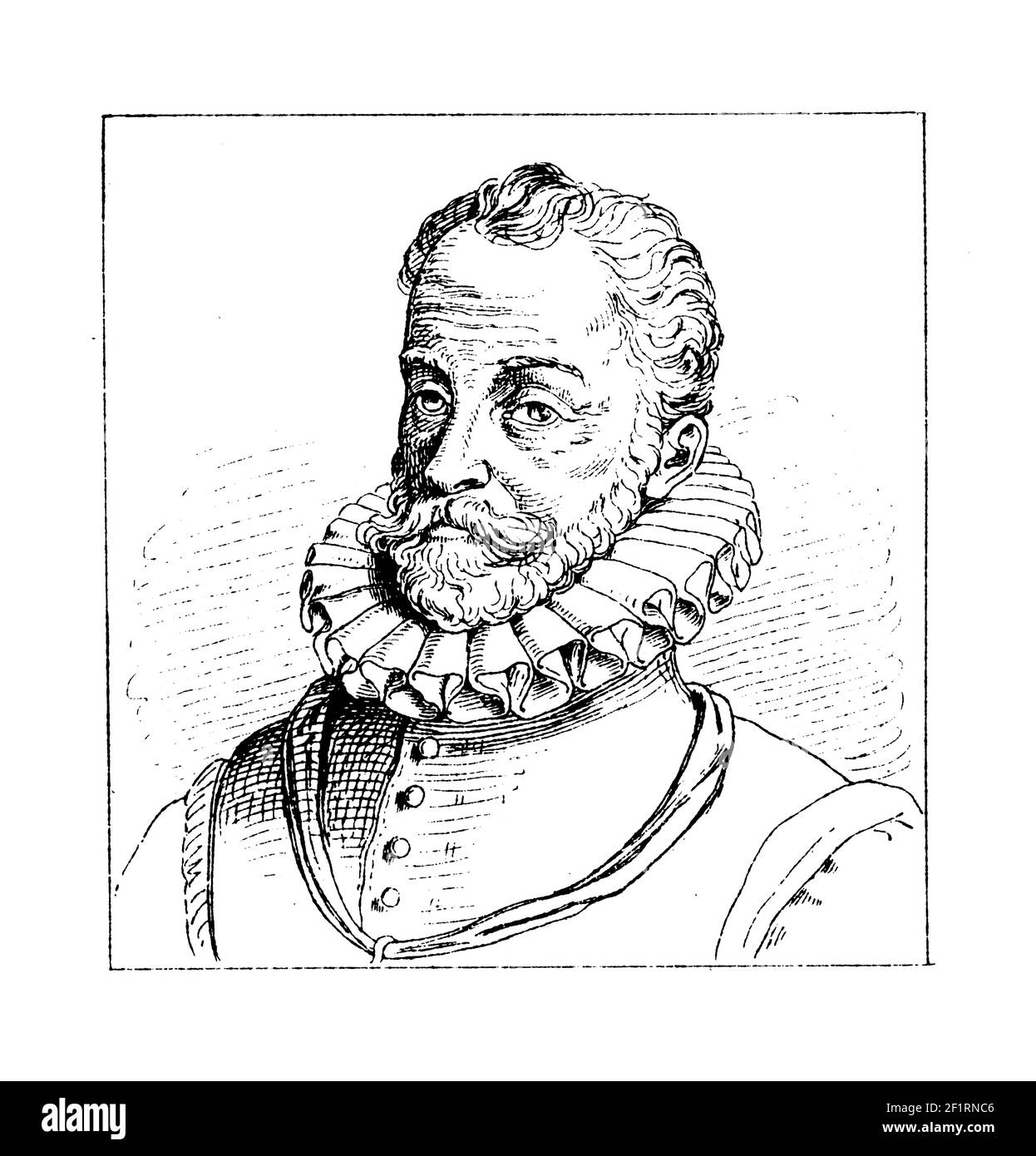 Gravure antique du XIXe siècle d'un portrait de Guillaume I, prince d'Orange. Né le 24 avril 1522 à Dilenburg, Nassau, Saint Empire romain (Allemagne), Banque D'Images