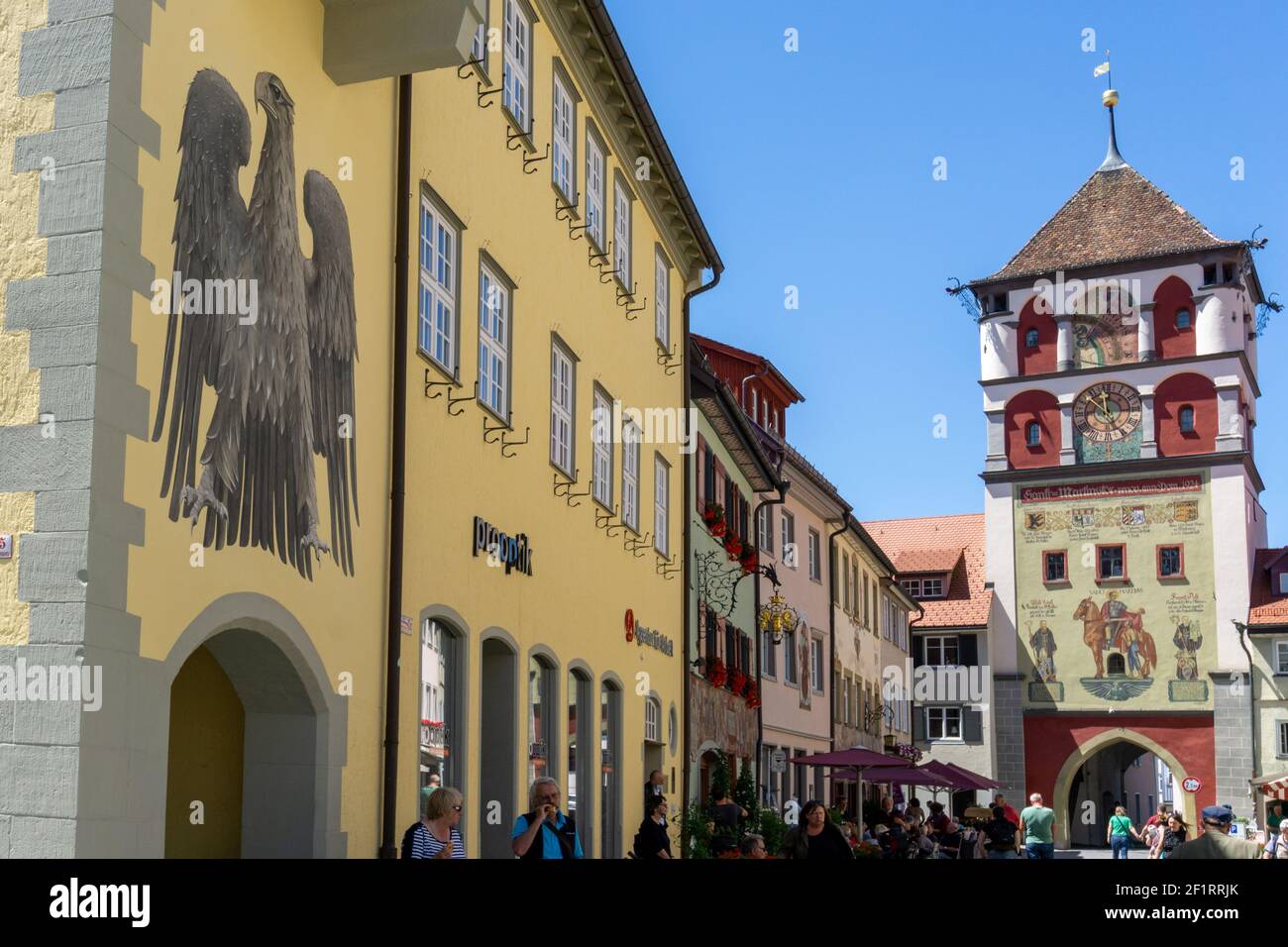 Vue sur la vieille ville historique de Wangen dans l' Allgau avec de nombreux monuments et bâtiments Banque D'Images