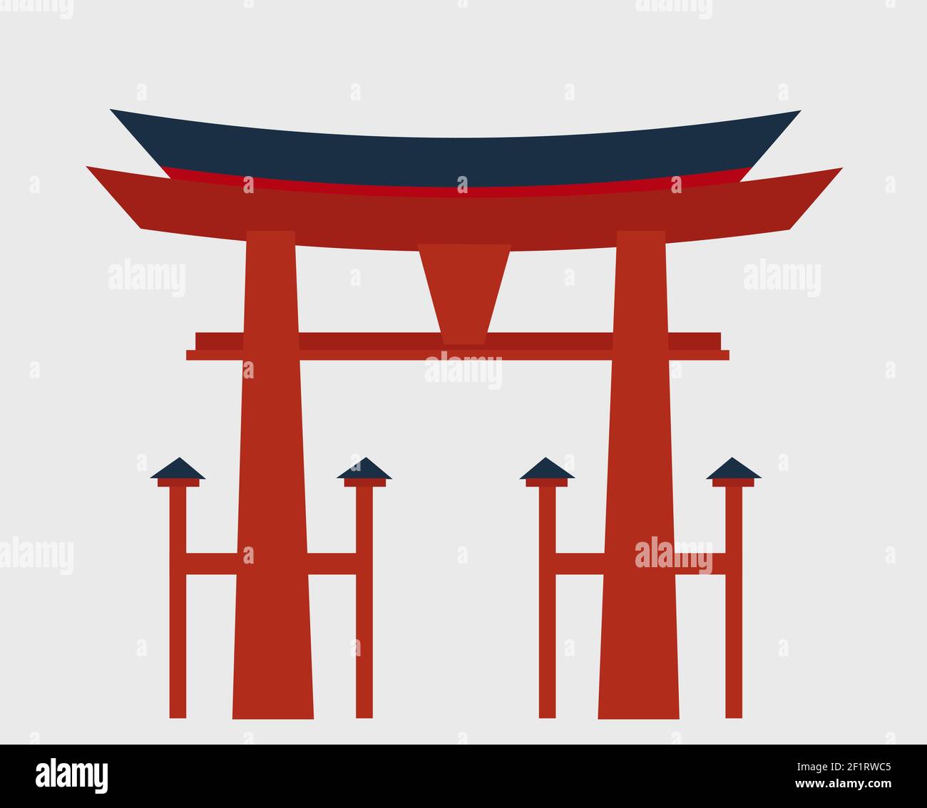 Porte torii japonaise, symbole national, structure traditionnelle, illustration vectorielle plate. Porte japonaise plate, symbole national, icône Illustration de Vecteur