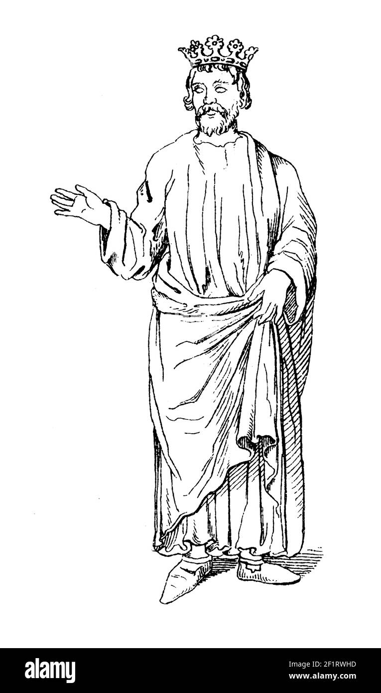 Illustration du XIXe siècle d'un portrait de Charles Martel, chef militaire et politique frankish. Il est né en 688 à Herstal, en Belgique, et il est décédé Banque D'Images