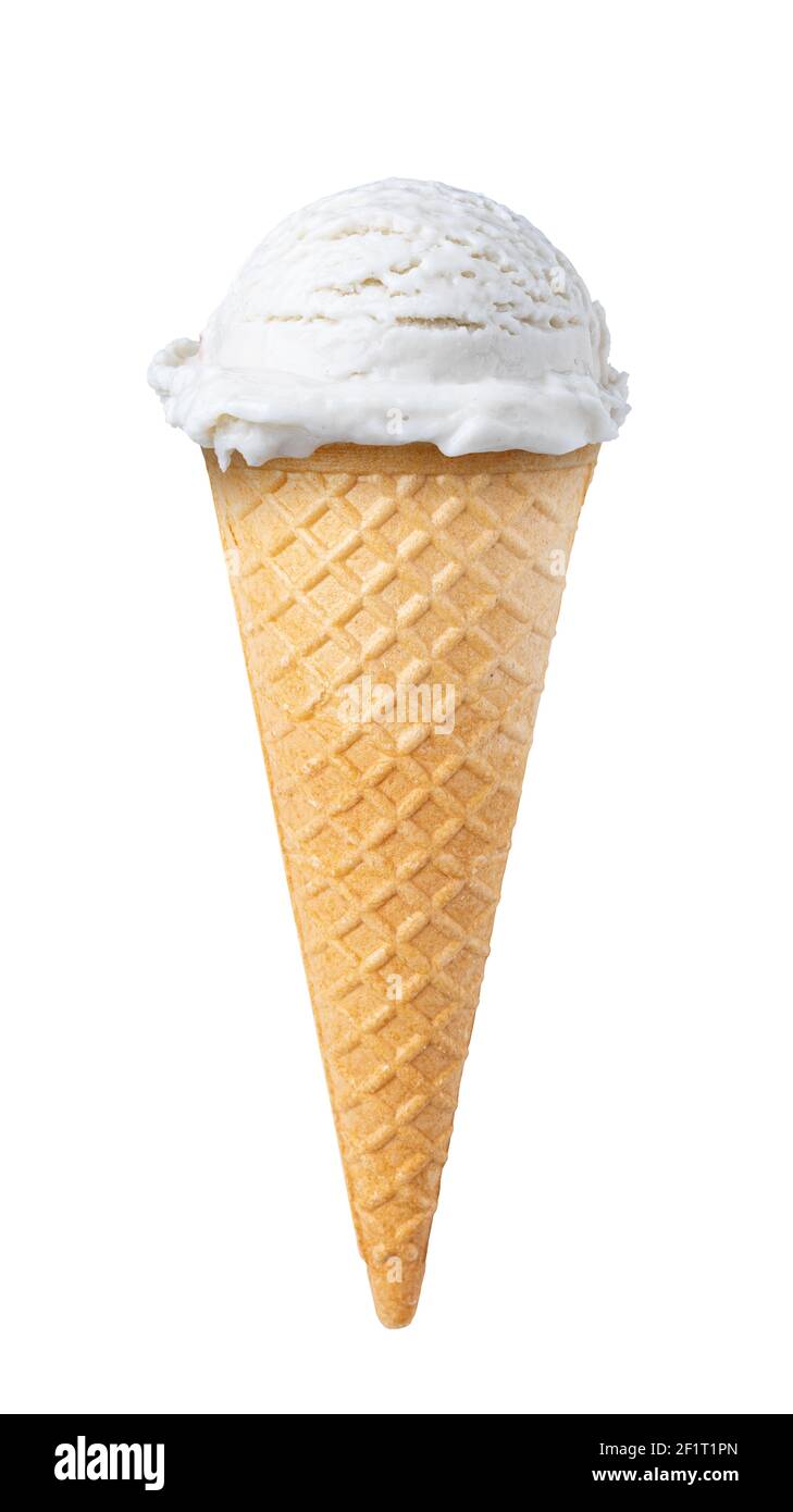 Cornet de gaufres à la crème glacée sur fond blanc Banque D'Images