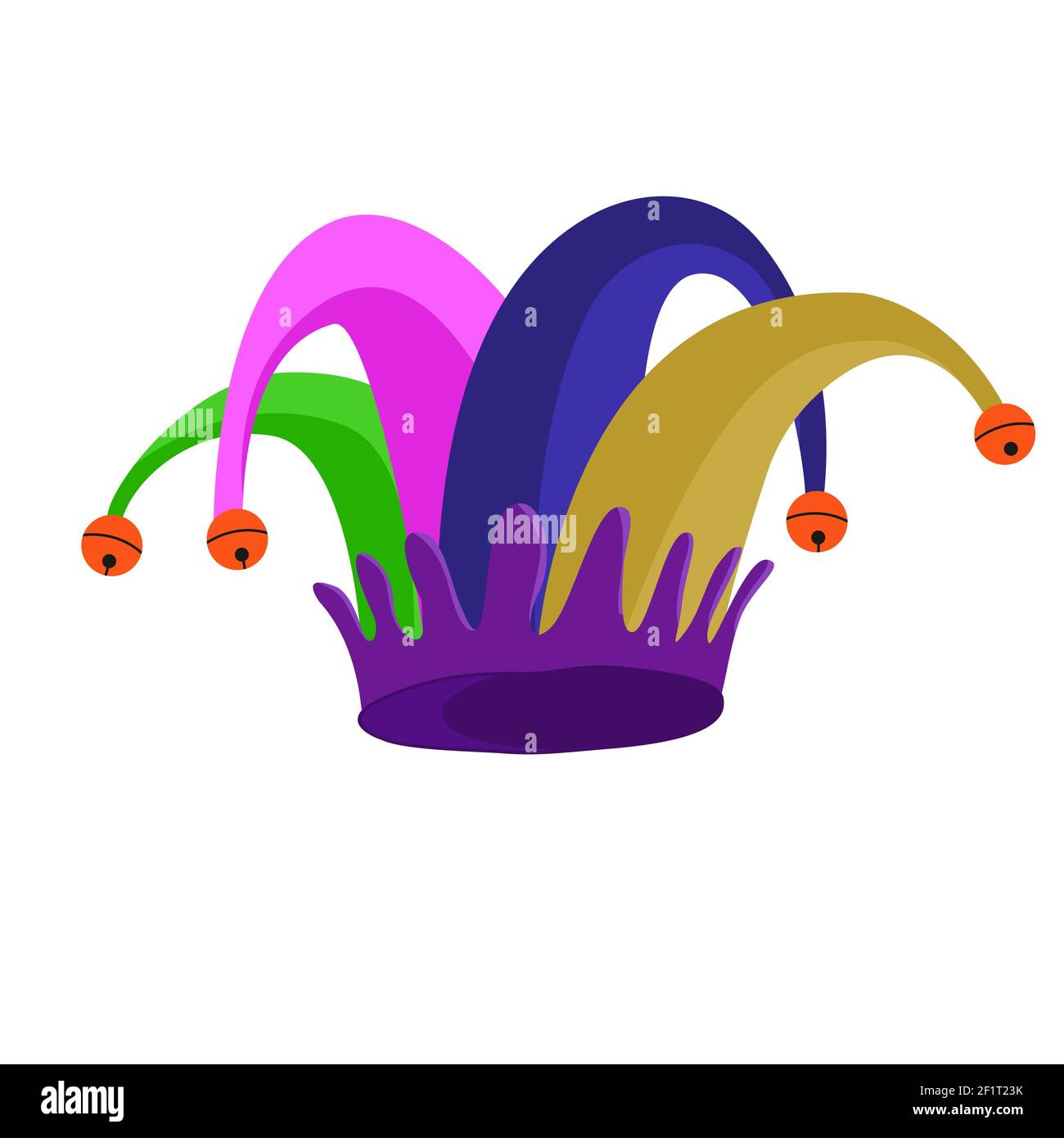 Chapeau de jester avec violet, vert, rose. Chapeau Harley quinn avec  cloches à la fin. Illustration du vecteur eps Image Vectorielle Stock -  Alamy