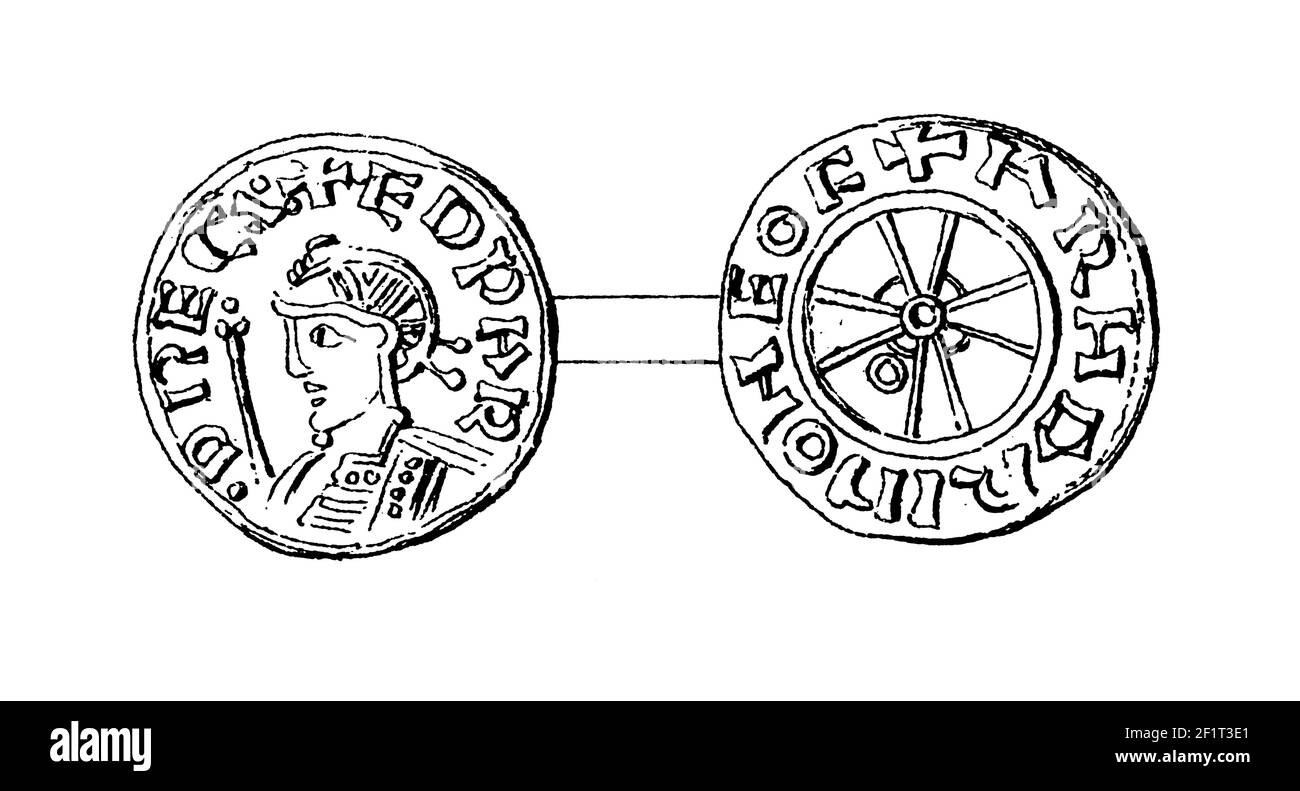 Illustration du XIXe siècle d'un portrait d'Edward le confesseur, roi anglo-saxon d'Angleterre. Né en 1003 à Islip, Oxfordshire, Angleterre, Edward est mort Banque D'Images