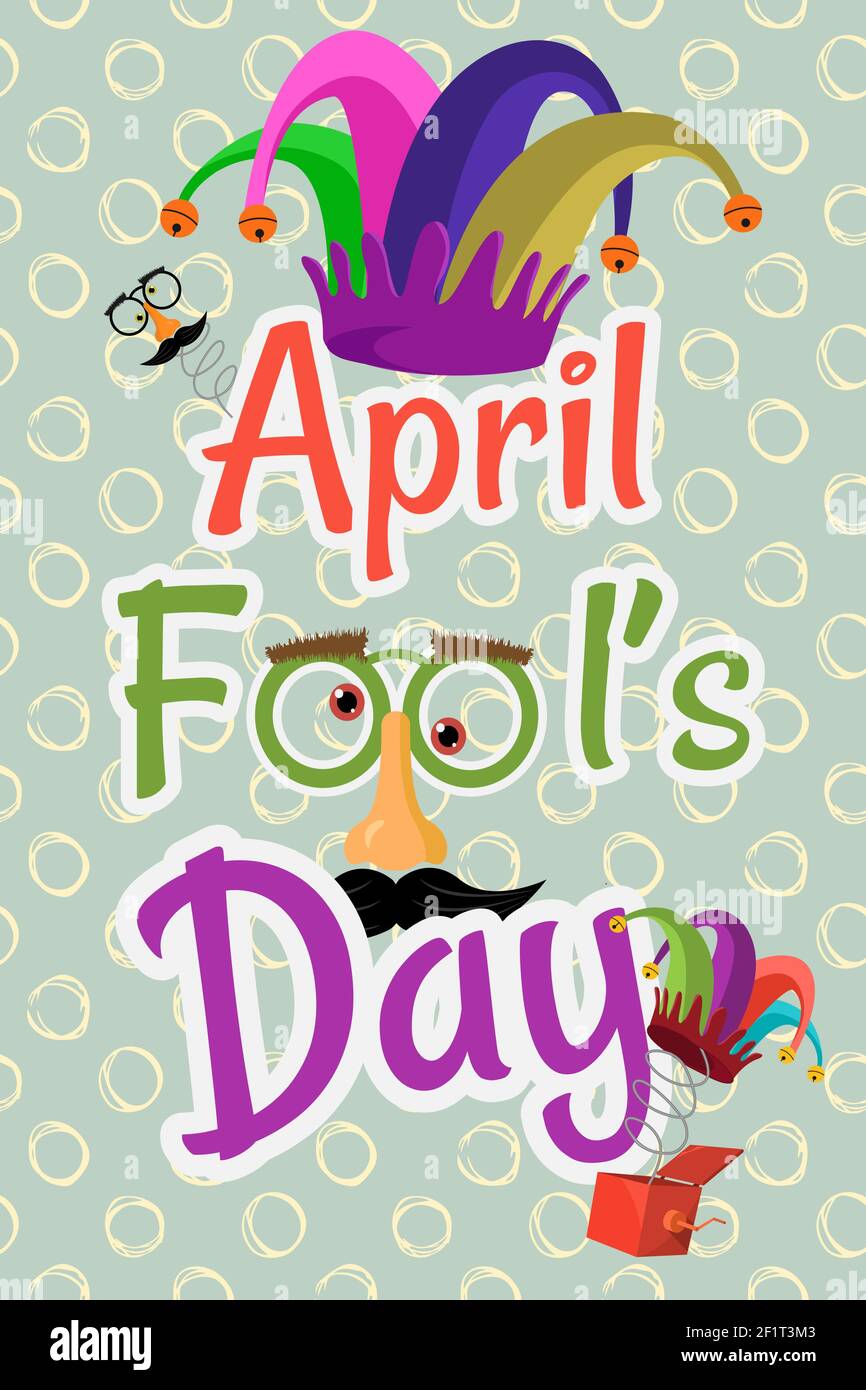 Une affiche de Fools Day avec un chapeau de jesters. Illustration de Vecteur