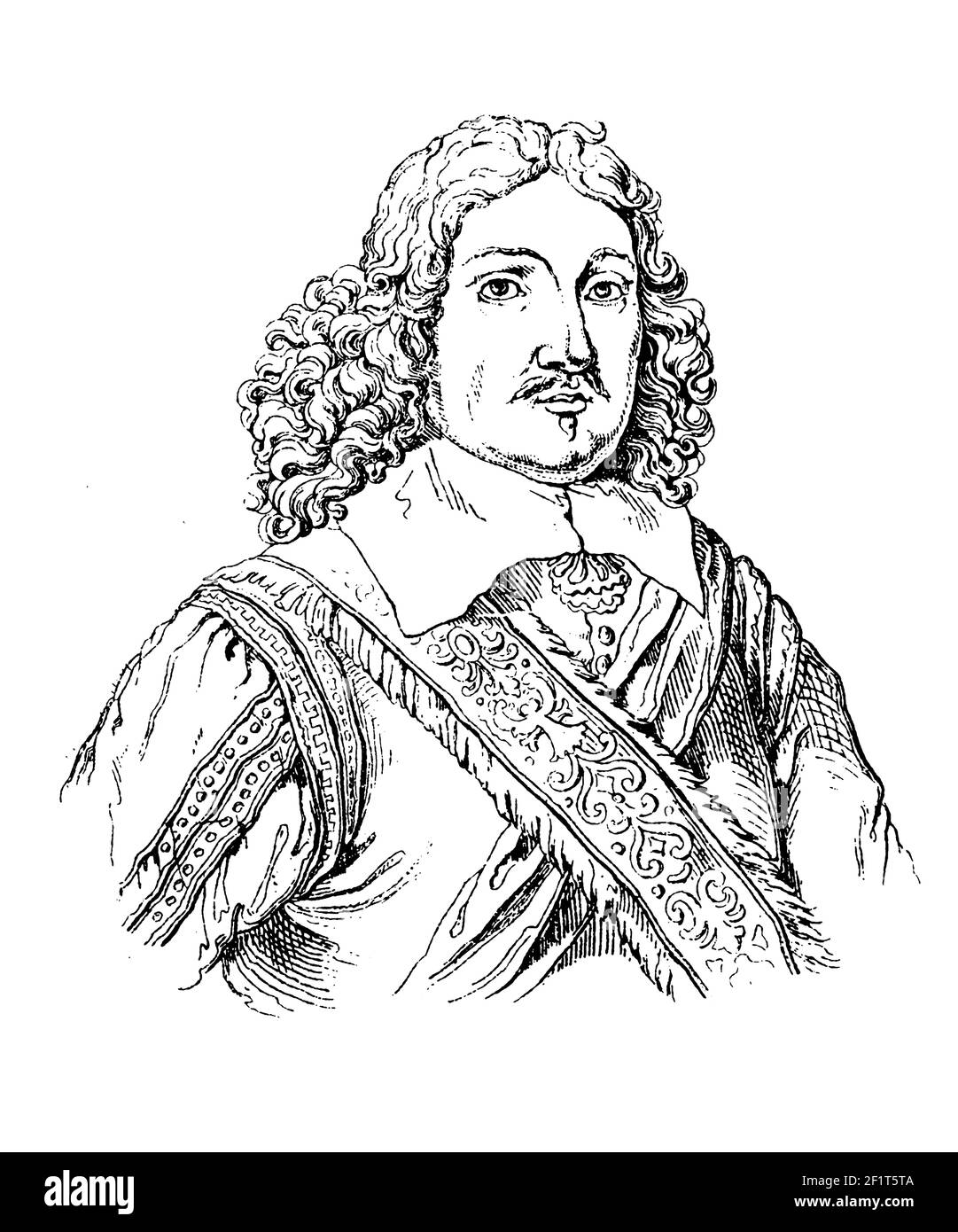 Gravure antique d'un portrait de George Monck, 1er duc d'Albemarle, soldat et politicien anglais. Né le 6 décembre 1608 à Potheridge, Torrin Banque D'Images