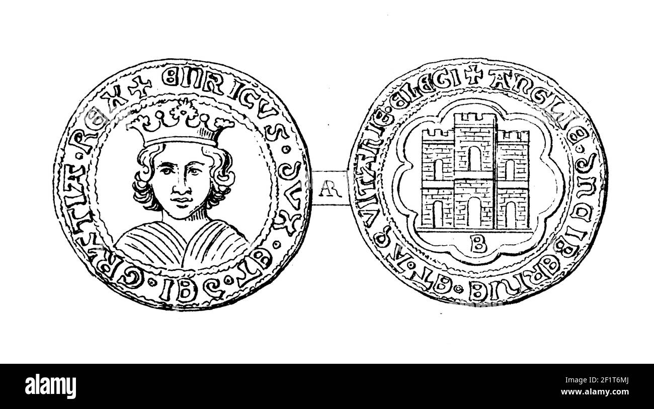 Illustration antique du XIXe siècle d'un portrait d'Henry IV, roi d'Angleterre et seigneur d'Irlande. Il est né le 15 avril 1367 à Lincolnshire, Engla Banque D'Images