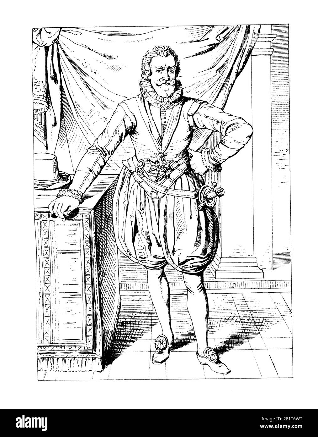 Illustration du XIXe siècle d'un portrait d'Henri IV, roi de France. Né le 13 décembre 1553 à Pau, France, il meurt le 14 mai 1610 à Paris, Franc Banque D'Images
