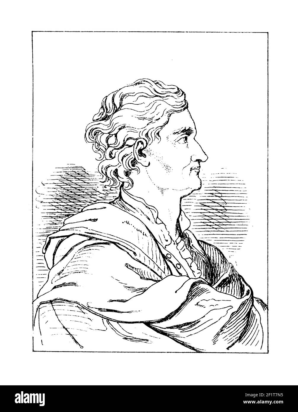 Illustration du XIXe siècle d'un portrait de Sir Isaac Newton, physicien anglais, mathématicien, astronome, philosophe naturel, alchemist et théolog Banque D'Images