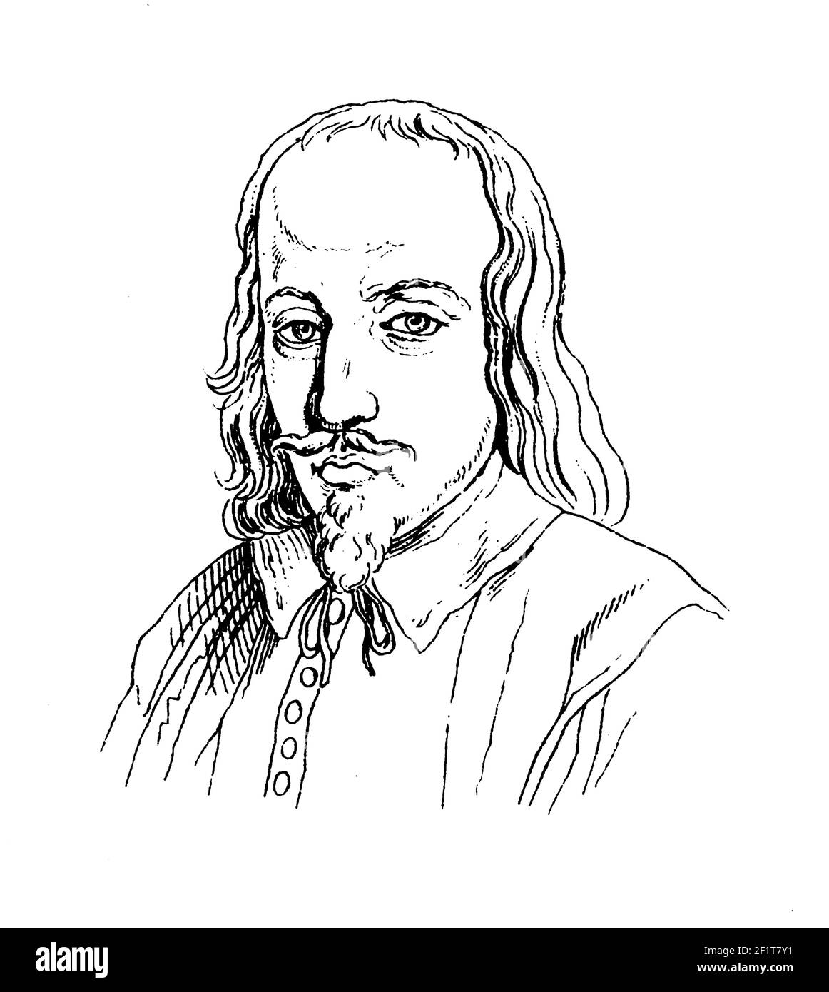 Gravure au XIXe siècle d'un portrait de Jakob Bohme, mystique et théologien chrétien allemand.né en 1575 à Altseidenberg, près de Gorlitz, Allemagne, il d Banque D'Images